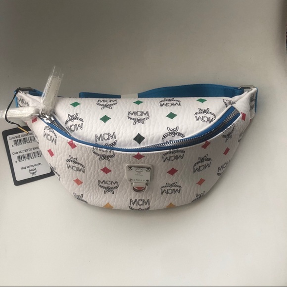 NWT $625 MCM Logo-Print Leather Belt Bag - Picture 6 of 11